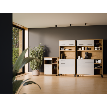 Szafka jezdna 70 cm ROLLER biały połysk / dąb lancelot LANA